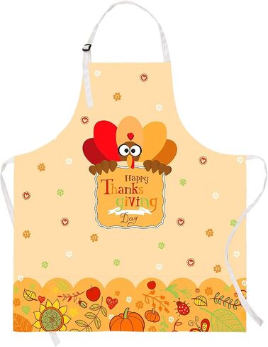 Claswcalor Happy Thanksgiving Kids Apron, Cartoon Chicken Sunflower Fruit Pumpkin Kids Apron for Little Girls Boys, Waterproof Cute Thanksgiving Theme Apron, Holiday, Party, Gardening, Gift in Saudi Arabia
