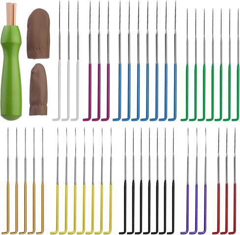 ديركوي مجموعة ابر تلبيد من 47 قطعة مع 4 مقاسات من ابر التلبيد (قياس 36، مقياس 38، مقياس 40، مقياس 42)، حامل مقبض خشبي ملون لتلبيد الابرة، ادوات ادوات التلبيد للمبتدئين in Kuwait