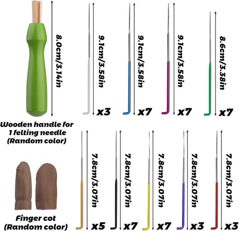 ديركوي مجموعة ابر تلبيد من 47 قطعة مع 4 مقاسات من ابر التلبيد (قياس 36، مقياس 38، مقياس 40، مقياس 42)، حامل مقبض خشبي ملون لتلبيد الابرة، ادوات ادوات التلبيد للمبتدئين in Kuwait
