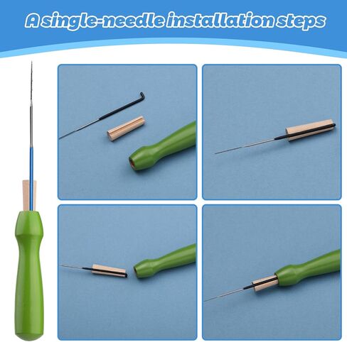 ديركوي مجموعة ابر تلبيد من 47 قطعة مع 4 مقاسات من ابر التلبيد (قياس 36، مقياس 38، مقياس 40، مقياس 42)، حامل مقبض خشبي ملون لتلبيد الابرة، ادوات ادوات التلبيد للمبتدئين in Kuwait