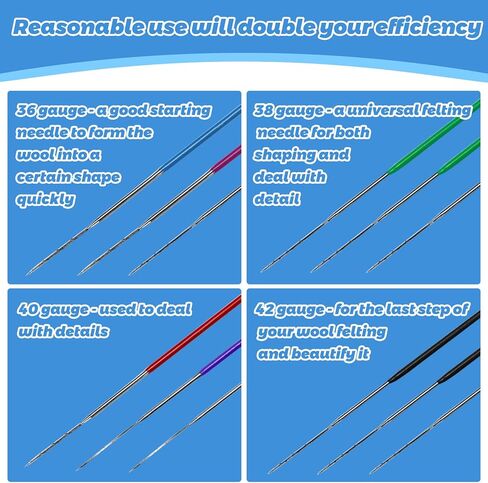 ديركوي مجموعة ابر تلبيد من 47 قطعة مع 4 مقاسات من ابر التلبيد (قياس 36، مقياس 38، مقياس 40، مقياس 42)، حامل مقبض خشبي ملون لتلبيد الابرة، ادوات ادوات التلبيد للمبتدئين in Kuwait