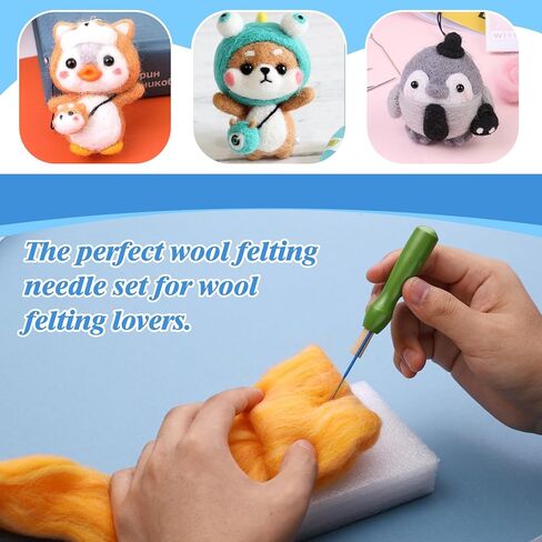 ديركوي مجموعة ابر تلبيد من 47 قطعة مع 4 مقاسات من ابر التلبيد (قياس 36، مقياس 38، مقياس 40، مقياس 42)، حامل مقبض خشبي ملون لتلبيد الابرة، ادوات ادوات التلبيد للمبتدئين in Kuwait