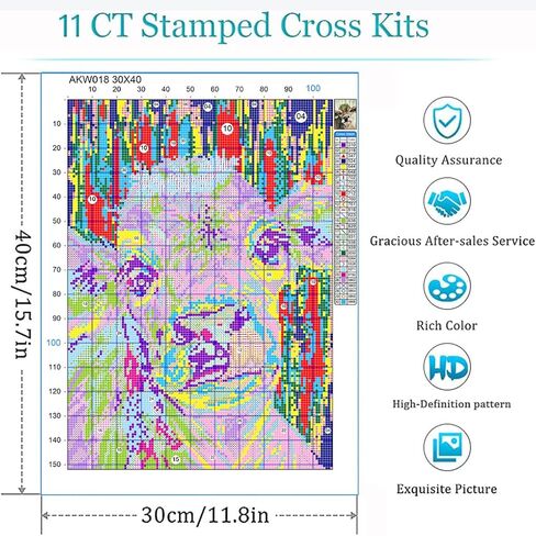 Eiazuiks Stamping Cross Stitch Kit, Cow Counting Cross Stitch Kit for Adult Beginners, Full Line DIY Cross Stitch Stitching Kit for Home Decor Cross Stitch Patterns 11.8x15.7 inches in Kuwait