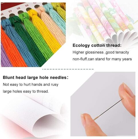 Eiazuiks Stamping Cross Stitch Kit, Cow Counting Cross Stitch Kit for Adult Beginners, Full Line DIY Cross Stitch Stitching Kit for Home Decor Cross Stitch Patterns 11.8x15.7 inches in Kuwait