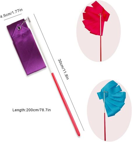 مايجيندو 5 قطع من شرائط الجمباز الايقاعي بطول 2 متر، شرائط الرقص وعروض المواهب للاطفال الراقصات الفنية الراقصة والجمباز وديكورات اللعب التظاهري، الوان مختلطة in Kuwait