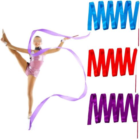 مايجيندو 5 قطع من شرائط الجمباز الايقاعي بطول 2 متر، شرائط الرقص وعروض المواهب للاطفال الراقصات الفنية الراقصة والجمباز وديكورات اللعب التظاهري، الوان مختلطة in Kuwait