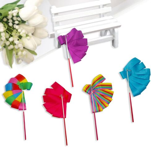 مايجيندو 5 قطع من شرائط الجمباز الايقاعي بطول 2 متر، شرائط الرقص وعروض المواهب للاطفال الراقصات الفنية الراقصة والجمباز وديكورات اللعب التظاهري، الوان مختلطة in Kuwait