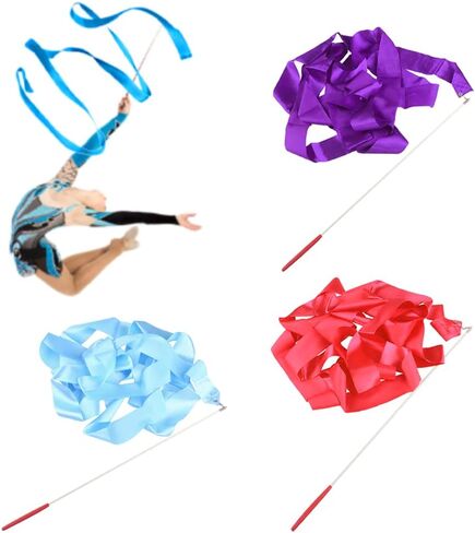 مايجيندو 5 قطع من شرائط الجمباز الايقاعي بطول 2 متر، شرائط الرقص وعروض المواهب للاطفال الراقصات الفنية الراقصة والجمباز وديكورات اللعب التظاهري، الوان مختلطة in Kuwait