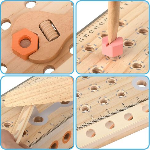 medoga أداة خشبية لعبة الأدوات طفل البناء التعليمي ألعاب الأطفال لعب الملحقات مجموعة لعبة طفل صغير للبنين والبنات (سلة الأدوات) in Kuwait