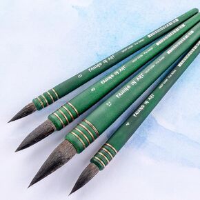 Falling in Art Professional Synthetic Squirrel Hair Paint Brush Set, 4Pcs Round Pointed Paintbrush Set, Watercolor Artist Brushes for Fine Details Painting(#0#4#8#12)