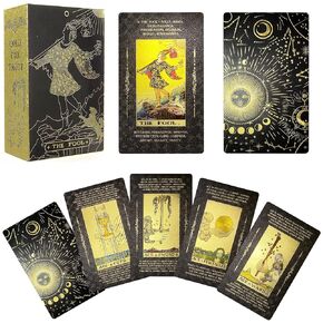 IXIGER Tarot Cards Deck,Tarot Cards for Beginners,Tarot Cards with Guide Book,Tarot Cards with Meanings on Them,Classic Tarot Cards Deck,Future Telling Tarot Card Deck (Black)