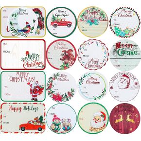 POPGIFTU 144 قطعة من علامات هدايا عيد الميلاد ذاتية اللصق ملصقات عيد الميلاد ملصقات هدايا 36 تصميمًا لملصقات اسم عيد الميلاد ملصقات هدايا تزيينية للعطلات ملصقات عيد الميلاد للهدايا
