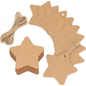 G2PLUS Christmas Gift Tags,Star Gift Tags,Blank Star Shaped Tags,100PCS Kraft Paper Gift Tags with String for DIY Arts&Craft,Party Favors, Wedding Favors,Holiday Decor(Black)