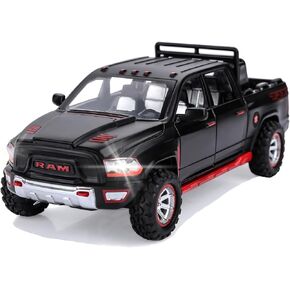 SASBSC RAM 1500 Toy Trucks for Boys Age 3-8 Pickup Truck Toys for 3 4 5 6 7 8 Year Old Kids Diecast Trucks with Light and Sound Metal Toy Cars for Kids Birthday (Black)