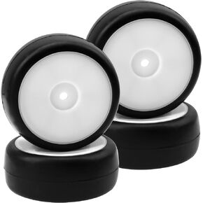 Plastic Wheel Rims 12mm Hex Hub & Rubber Tires w/Foam Compatible with HSP Tamiya HPI Kyosho 1/10 On-Road Touring Car WLtoys 1/14 144001 RC 1/18 A959B Buggy (Black)