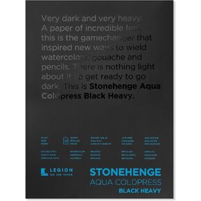 Black Heavy Weight Block, 300lb, Coldpress, 10 x 14 Inches, 10 Sheets for Wet and Dry Media