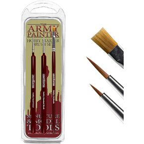مجموعة فرشاة هوبي للمبتدئين من The Army Painter - مجموعة فرش طلاء صغيرة صغيرة مكونة من 3 فرش طلاء أكريليك - تتضمن فرشاة جافة وفرشاة طلاء قياسية وفرشاة طلاء ذات أطراف دقيقة لطلاء الأكريليك
