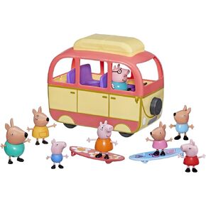 Peppa Pig Peppa Visits Australia Campervan Vehicle Preschool Toy with Rolling Wheels; Includes 8 Figures, 4 Accessories, for Ages 3 and Up (Amazon Exclusive)
