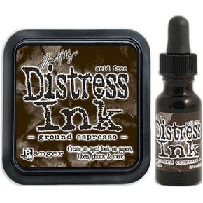 Tim Holtz Ranger Distress 2015 Color of the Month Ink Pad and Reinker Bundle - 2 Items (April - Fossilized Amber)