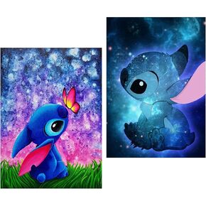 مجموعة الرسم الماسي من ريكنا ستيتش للبالغين، مجموعات فنية ماسية للاطفال، لوحة فنية بغرز من الماس هدية لديكور الحائط المنزلي 12 × 16 انش in Kuwait