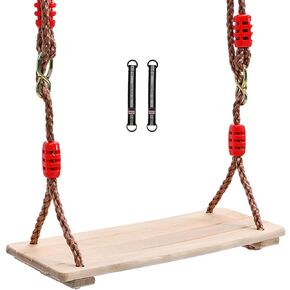 RedSwing Wooden Swing Seat, Wood Tree Swing Seat for Kids Indoor Outdoor, Backyard Swing Set Replament Hanging Swing with Adjustable Rope and Complete Accessories in Kuwait