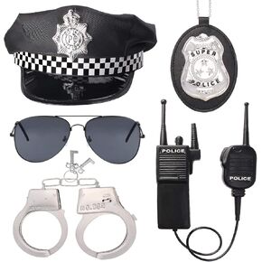Beelittle Police Hat Handcuffs Walkie Talkies Badge Sunglass Costume Accessories