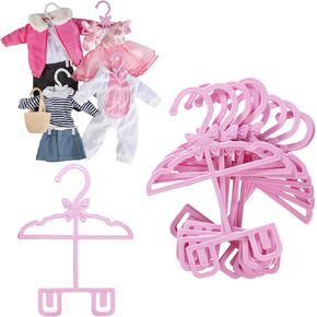 Pink Full-Outfit Hanger 24pk for American 18" Doll Clothes- Hold Your Tops & Bottoms Together Including Dresses, Pants, Shirts, Skirts, & Accessories- Perfect Girl Gift Set