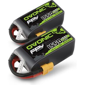 OVONIC 4s Lipo Battery 100C 1550mAh 14.8V Lipo Battery with XT60 Connector for RC FPV Racing Drone Quadcopter(2 Packs) in Saudi Arabia