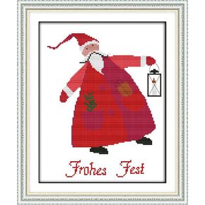 CaptainCrafts Cross Stitch Kits Full Range Stamped Cross Stitch Printed Fabric DIY Art Needlecrafts Embroidery Kit for Adults Beginner (Stamped 11CT, Christmas Santa Claus)