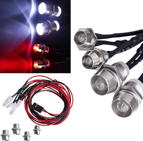Hobbyfire RC Car Lights 4Leds Light Kit Headlights Taillight for Traxxas Slash Arrma Axial SCX10 Redcat Losi Tamiya HSP HPI RC4WD RC Car Truck Tank Crawler in Saudi Arabia