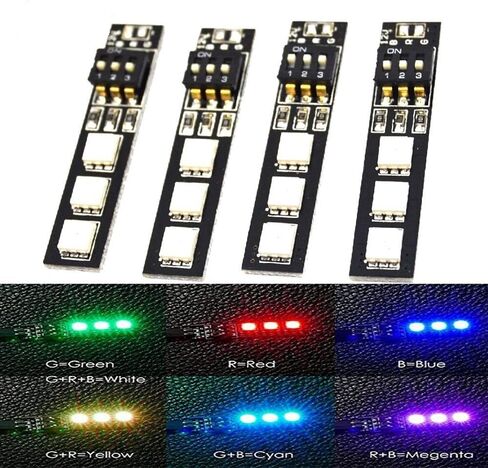 شير جو 4 قطع 7 الوان 5 فولت 5050 RGB LED ضوء ليلي مع مفتاح DIP لـ QAV250 FPV 250 ZMR250 F450 كوادكوبتر in Saudi Arabia