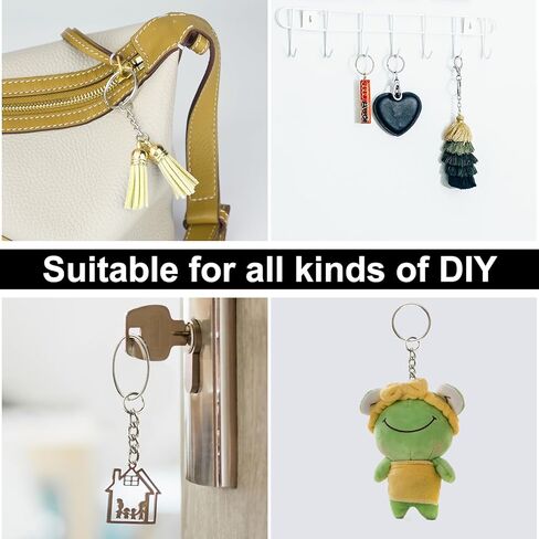 Bouiexye 50 حزمة حلقات المفاتيح المعدنية سبليت سلسلة المفاتيح حلقة أجزاء مع حلقة الانتقال المفتوحة وموصل DIY بها بنفسك لوازم سلسلة المفاتيح الحرف اليدوية in Kuwait