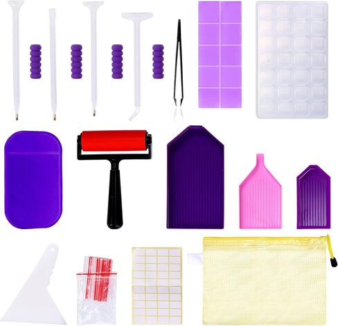 إكسسوارات الرسم الماسي من لاديشان مع أسطوانة وإكسسوارات وأدوات فنية ماسية مع صواني وأقلام وصندوق تخزين لأطقم الرسم الماسي in Kuwait