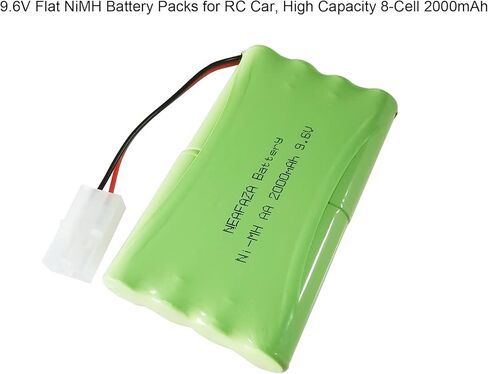 NEAFAZA 9.6V 2000mAH NiMH RC Car Flat 8-Cell AA قابلة لإعادة الشحن حزمة بطارية هواية بديلة وكابل شاحن USB مع موصل Tamiya القياسي لشاحنة RC Monster Truck وRC Battle Tank والمركبات in Kuwait
