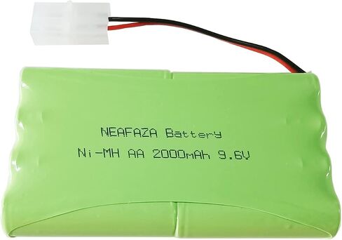 NEAFAZA 9.6V 2000mAH NiMH RC Car Flat 8-Cell AA قابلة لإعادة الشحن حزمة بطارية هواية بديلة وكابل شاحن USB مع موصل Tamiya القياسي لشاحنة RC Monster Truck وRC Battle Tank والمركبات in Kuwait