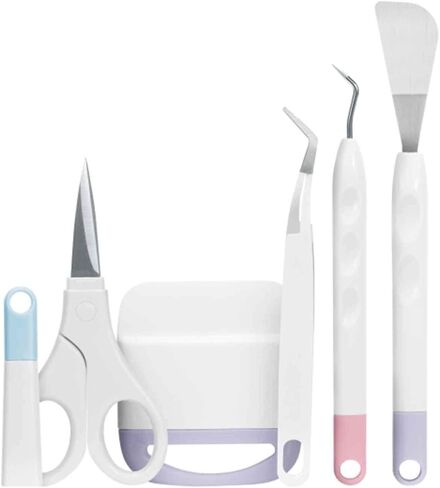 أدوات إزالة الأعشاب الضارة للفينيل، مجموعة أدوات قطع الفينيل، مجموعة أدوات سجل القصاصات للحروف والقطع والربط، 5 قطع أدوات صياغة للفينيل والورق بما في ذلك المقص الملقط وملعقة مكشطة الأعشاب in Kuwait