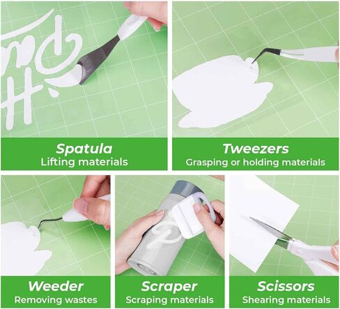 أدوات إزالة الأعشاب الضارة للفينيل، مجموعة أدوات قطع الفينيل، مجموعة أدوات سجل القصاصات للحروف والقطع والربط، 5 قطع أدوات صياغة للفينيل والورق بما في ذلك المقص الملقط وملعقة مكشطة الأعشاب in Kuwait