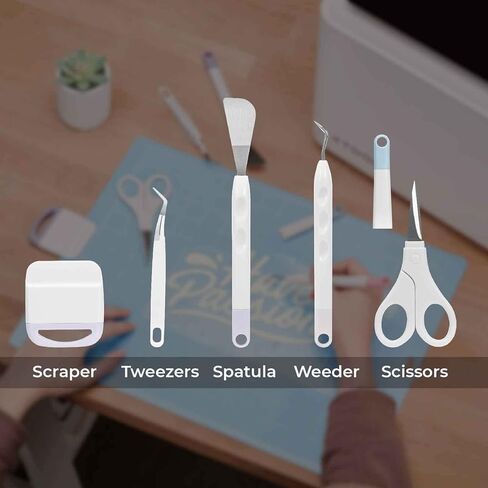 أدوات إزالة الأعشاب الضارة للفينيل، مجموعة أدوات قطع الفينيل، مجموعة أدوات سجل القصاصات للحروف والقطع والربط، 5 قطع أدوات صياغة للفينيل والورق بما في ذلك المقص الملقط وملعقة مكشطة الأعشاب in Kuwait