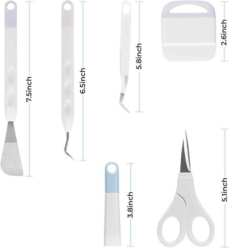 أدوات إزالة الأعشاب الضارة للفينيل، مجموعة أدوات قطع الفينيل، مجموعة أدوات سجل القصاصات للحروف والقطع والربط، 5 قطع أدوات صياغة للفينيل والورق بما في ذلك المقص الملقط وملعقة مكشطة الأعشاب in Kuwait
