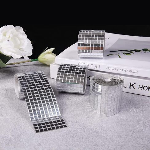 بلاط فسيفساء، 1600 قطعة من بلاط ديسكو ذاتي اللصق 5 × 5 مم، ملصقات فسيفساء مرآة مربعة للديكور الداخلي، الحرف اليدوية، ديكور المنزل، صناعة البطاقات، الكولاج الفني ومشاريع كرة الديسكو... in Kuwait