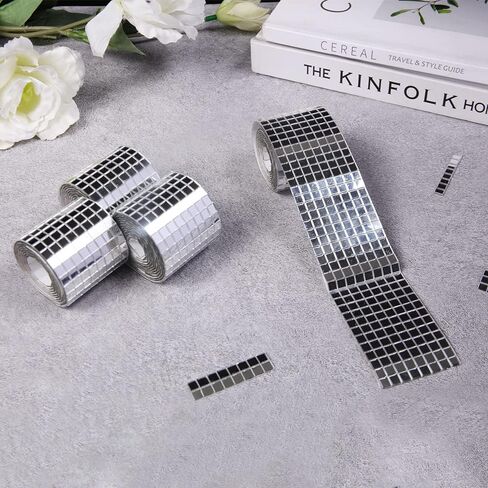 بلاط فسيفساء، 1600 قطعة من بلاط ديسكو ذاتي اللصق 5 × 5 مم، ملصقات فسيفساء مرآة مربعة للديكور الداخلي، الحرف اليدوية، ديكور المنزل، صناعة البطاقات، الكولاج الفني ومشاريع كرة الديسكو... in Kuwait