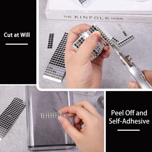 بلاط فسيفساء، 1600 قطعة من بلاط ديسكو ذاتي اللصق 5 × 5 مم، ملصقات فسيفساء مرآة مربعة للديكور الداخلي، الحرف اليدوية، ديكور المنزل، صناعة البطاقات، الكولاج الفني ومشاريع كرة الديسكو... in Kuwait