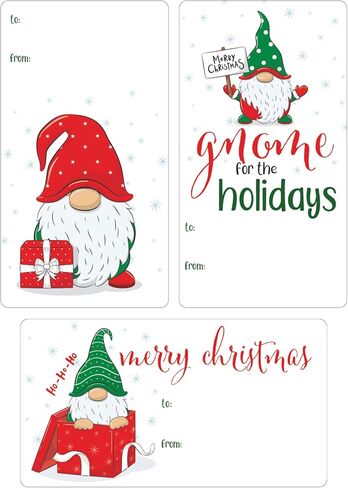 Christmas Gnome Gift Tag Stickers – 75 Labels, Gnome Peel and Stick Gift Wrap Tags in Kuwait