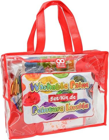 مجموعة طلاء للأطفال قابلة للغسل مكونة من 25 قطعة من OAT ART STUDIO مع دهانات قابلة للغسل، وفرش فنان وأنسجة، ولوحة ألوان، وملابس أطفال، ووسادة وسائط مختلطة، وقماش على شكل قلب in Kuwait