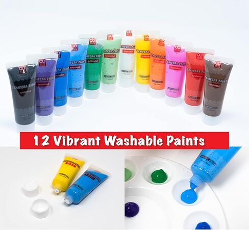 مجموعة طلاء للأطفال قابلة للغسل مكونة من 25 قطعة من OAT ART STUDIO مع دهانات قابلة للغسل، وفرش فنان وأنسجة، ولوحة ألوان، وملابس أطفال، ووسادة وسائط مختلطة، وقماش على شكل قلب in Kuwait