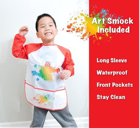 مجموعة طلاء للأطفال قابلة للغسل مكونة من 25 قطعة من OAT ART STUDIO مع دهانات قابلة للغسل، وفرش فنان وأنسجة، ولوحة ألوان، وملابس أطفال، ووسادة وسائط مختلطة، وقماش على شكل قلب in Kuwait