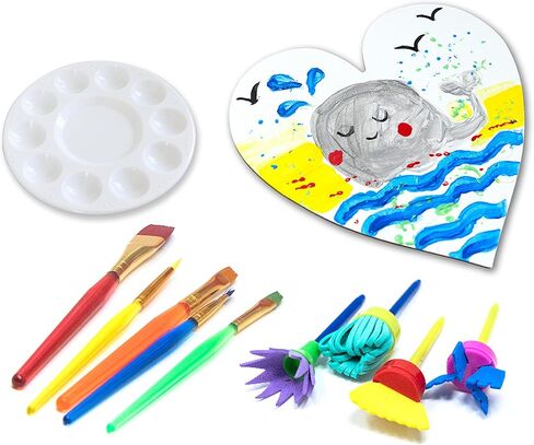 مجموعة طلاء للأطفال قابلة للغسل مكونة من 25 قطعة من OAT ART STUDIO مع دهانات قابلة للغسل، وفرش فنان وأنسجة، ولوحة ألوان، وملابس أطفال، ووسادة وسائط مختلطة، وقماش على شكل قلب in Kuwait