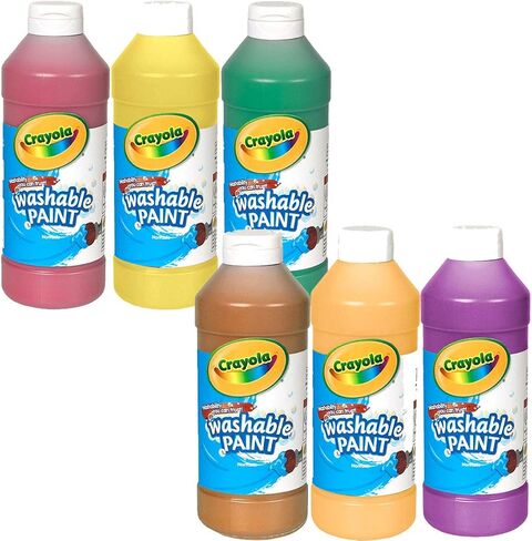 Crayola Washable Nontoxic Paint, 16 Fluid Ounce, Assorted Colors (Pack of 6) in Saudi Arabia