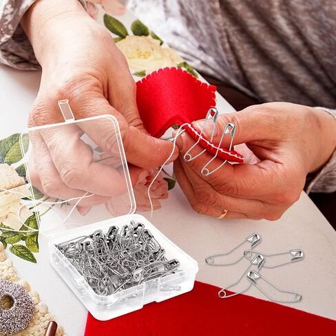 كيوفيلي دبابيس امان منحنية 100 قطعة، دبابيس امان منحنية مقاس 3 للحياكة والحياكة، ستيل مطلي بالنيكل، 2 انش/ 50 ملم (فضي) in Kuwait