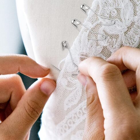 كيوفيلي دبابيس امان منحنية 100 قطعة، دبابيس امان منحنية مقاس 3 للحياكة والحياكة، ستيل مطلي بالنيكل، 2 انش/ 50 ملم (فضي) in Kuwait